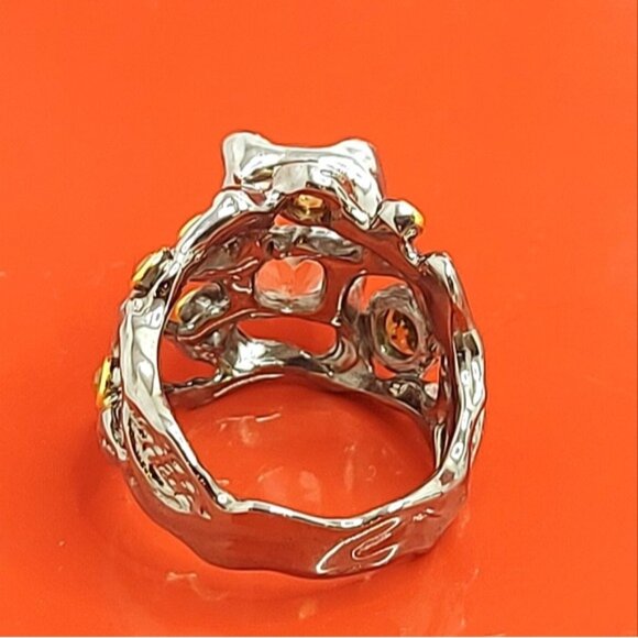 Handcrafted Unheated Kunzite 5.91ct & Sapphire 925 Sterling Silver Ring  Sz 6.75 - Picture 8 of 14